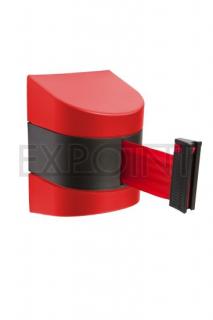 Nástěnná kazeta s páskou 10 m a brzdou Název: Kryt černočervený, páska červená