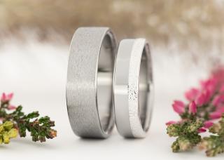 Snubní prsteny Titanium Silver Diamante Brushed