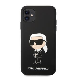 Ochranný kryt na iPhone 11 - Karl Lagerfeld, Liquid Silicone Ikonik NFT Black