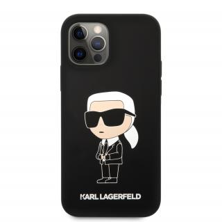 Ochranný kryt na iPhone 12 / 12 Pro - Karl Lagerfeld, Liquid Silicone Ikonik NFT Black