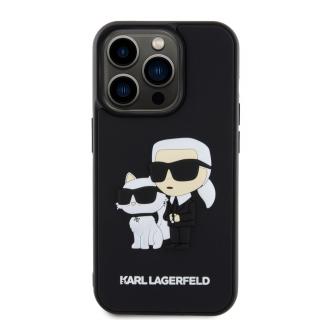 Ochranný kryt na iPhone 13 Pro - Karl Lagerfeld, 3D Rubber Karl and Choupette Black