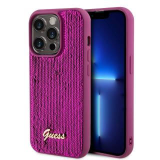 Ochranný kryt na iPhone 14 Pro - Guess, Sequin Script Logo Magenta