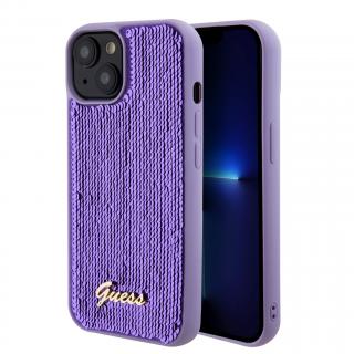 Ochranný kryt na iPhone 15 - Guess, Sequin Script Logo Purple