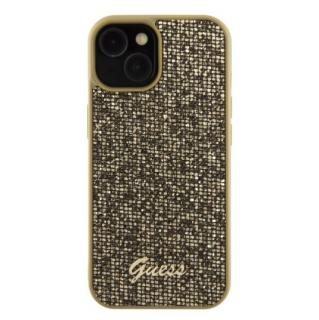 Ochranný kryt na iPhone 15 - Guess, Square Mirror Script Logo Gold