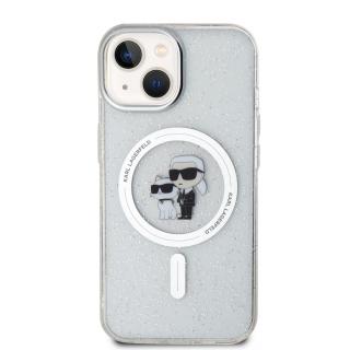 Ochranný kryt na iPhone 15 - Karl Lagerfeld, IML Glitter Karl and Choupette MagSafe Transparent