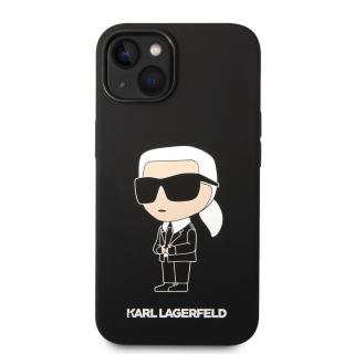 Ochranný kryt na iPhone 15 - Karl Lagerfeld, Liquid Silicone Ikonik NFT Black