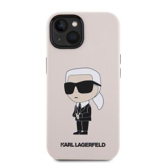 Ochranný kryt na iPhone 15 - Karl Lagerfeld, Liquid Silicone Ikonik NFT Pink