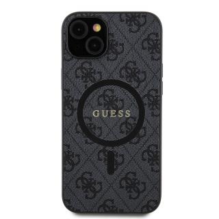 Ochranný kryt na iPhone 15 PLUS - Guess, 4G Colored Ring MagSafe Black