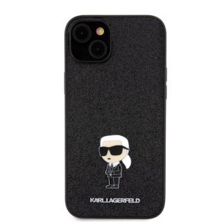 Ochranný kryt na iPhone 15 PLUS - Karl Lagerfeld, Fixed Glitter Metal Ikonik Black