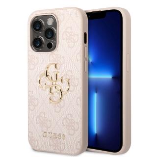 Ochranný kryt na iPhone 15 Pro - Guess, 4G Metal Logo Pink