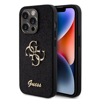 Ochranný kryt na iPhone 15 Pro - Guess, Fixed Glitter 4G Metal Logo Black