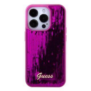 Ochranný kryt na iPhone 15 Pro - Guess, Sequin Script Logo Magenta