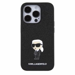 Ochranný kryt na iPhone 15 Pro - Karl Lagerfeld, Fixed Glitter Metal Ikonik Black