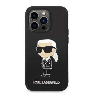 Ochranný kryt na iPhone 15 Pro - Karl Lagerfeld, Liquid Silicone Ikonik NFT Black