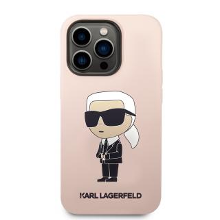 Ochranný kryt na iPhone 15 Pro - Karl Lagerfeld, Liquid Silicone Ikonik NFT Pink