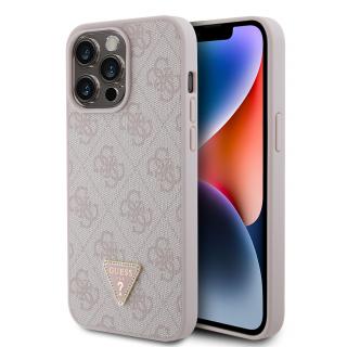 Ochranný kryt na iPhone 15 Pro MAX - Guess, 4G Strass Triangle Metal Logo Pink