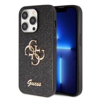 Ochranný kryt na iPhone 15 Pro MAX - Guess, Fixed Glitter 4G Metal Logo Black