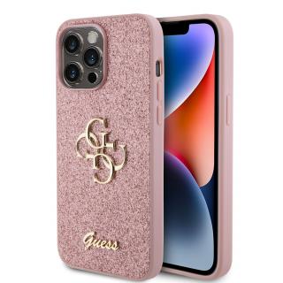 Ochranný kryt na iPhone 15 Pro MAX - Guess, Fixed Glitter 4G Metal Logo Pink