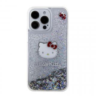 Ochranný kryt na iPhone 15 Pro MAX - Hello Kitty, Liquid Glitter Electroplating Head Logo Transparent