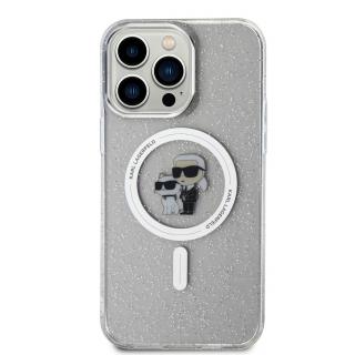Ochranný kryt na iPhone 15 Pro MAX - Karl Lagerfeld, IML Glitter Karl and Choupette MagSafe Transparent