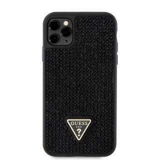 Ochranný kryt pro iPhone 11 Pro - Guess, Rhinestones Triangle Metal Logo Black