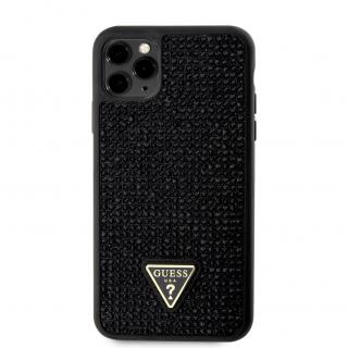 Ochranný kryt pro iPhone 11 Pro MAX - Guess, Rhinestones Triangle Metal Logo Black
