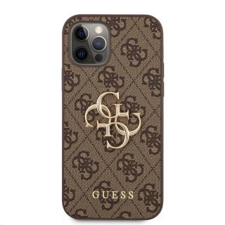 Ochranný kryt pro iPhone 12 / 12 Pro - Guess, 4G Logo Back Brown