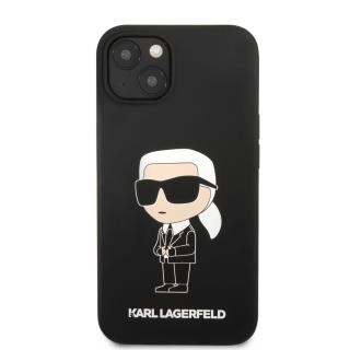 Ochranný kryt pro iPhone 13 - Karl Lagerfeld, Liquid Silicone Ikonik NFT Black