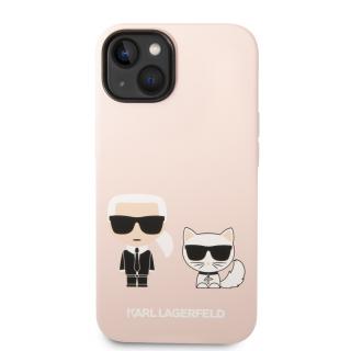 Ochranný kryt pro iPhone 14 - Karl Lagerfeld, Liquid Silicone Karl and Choupette Pink