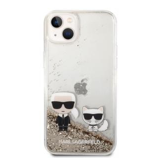 Ochranný kryt pro iPhone 14 PLUS - Karl Lagerfeld, Liquid Glitter Karl and Choupette Gold