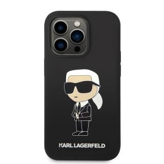 Ochranný kryt pro iPhone 14 Pro - Karl Lagerfeld, Liquid Silicone Ikonik NFT Black