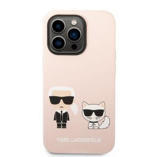 Ochranný kryt pro iPhone 14 Pro - Karl Lagerfeld, Liquid Silicone Karl and Choupette Pink