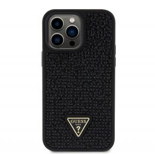 Ochranný kryt pro iPhone 14 Pro MAX - Guess, Rhinestones Triangle Metal Logo Black