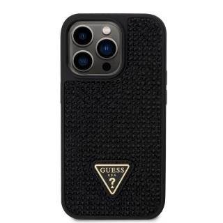 Ochranný kryt pro iPhone 15 Pro - Guess, Rhinestones Triangle Metal Logo Black