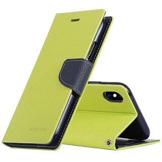 Pouzdro / kryt pro iPhone XS MAX - Mercury, Fancy Diary Lime/Navy