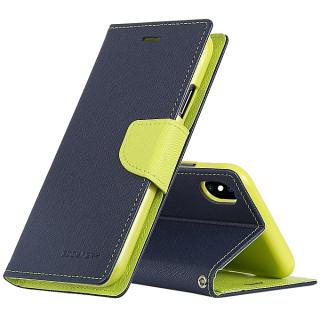 Pouzdro / kryt pro iPhone XS MAX - Mercury, Fancy Diary Navy/Lime