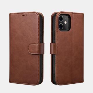 Pouzdro pro iPhone 12 / 12 Pro - iCarer, Classic Wallet Brown
