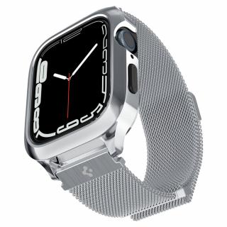 Řemínek s krytem pro Apple Watch 44mm / 45mm - Spigen, Metal Fit Pro Silver