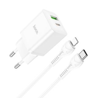 Rychlá nabíječka do sítě pro iPhone a iPad - Hoco, N28 Founder PD20W/QC3.0 White + Lightning kabel