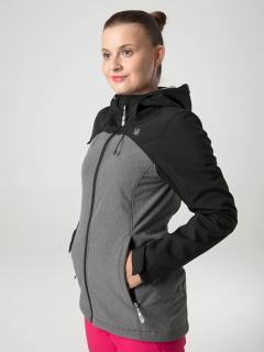 LECNA dámská softshell bunda šedá žíhaná | černá XL