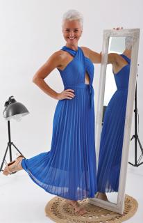 Dámské šaty plisováné ELLA / Modré UNI, Modrá