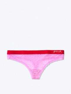 Victoria's Secret PINK tanga krajka / růžová XL, Růžová