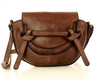 Crossbody z pravé kůže Vintage styl Mazzini; hnědá káva