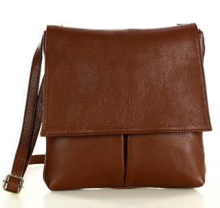 Dámská crossbody brašna VALENTINA z kůže; mandlová