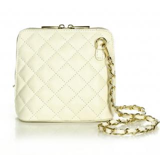 Elegantní kožená crossbody chanel lux MAZZINI; béžová