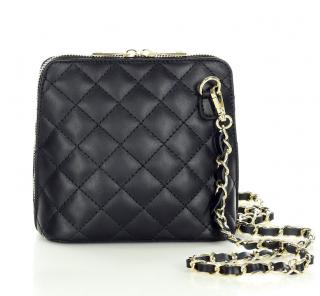 Elegantní kožená crossbody chanel lux MAZZINI; černá