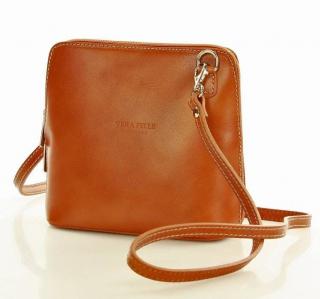 Italská kožená crossbody kabelka MAZZINI; velbloud