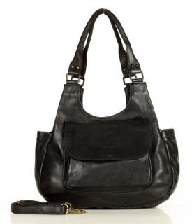 Italská kožená kabelka s kapsou Marco Mazzini; černá