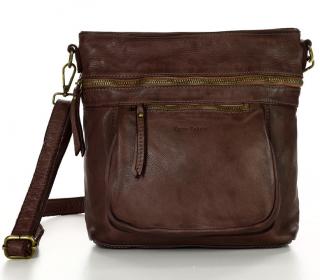 Italské crossbody MAZZINI z pravé hověziny vintage vzhled; hnědá