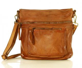 Italské crossbody MAZZINI z pravé hověziny vintage vzhled; velbloud